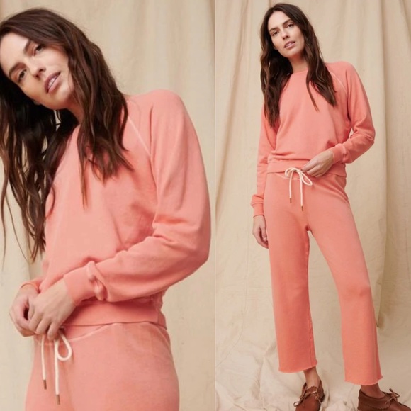 THE GREAT. Sweaters - THE GREAT. The Shrunken Sweatshirt in Orange Cream Boho Vintage Vibe